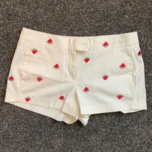 Jcrew white 3” shorts with watermelons